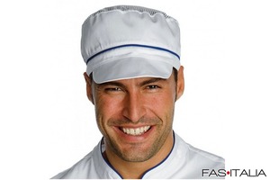 Cappello cuoco bianco profilo blu cina